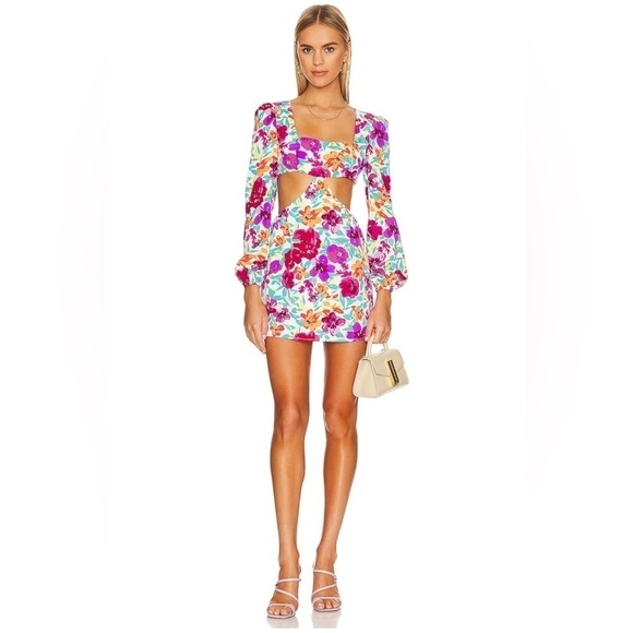 REVOLVE Dresses & Skirts - NWT $70 MORE TO COME Sonya Cut Out Dress In Purple Floral Size Medium Revolve